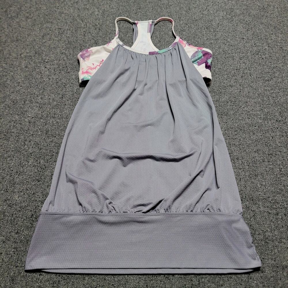 Lululemon Shirt Womens 8 Medium Fossil Blurred Blossoms No Limits Tank Racerback - Picture 2 of 11